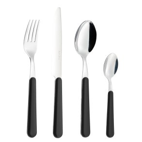 Ruokailuvlinesarja 'Brezza' 16-osainen - Musta