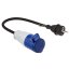 Kabel med CEE hunkontakt og schuko hankontakt