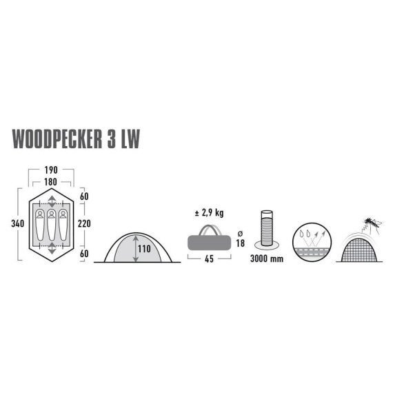 High Peak Woodpecker 3 - Lettvektstelt