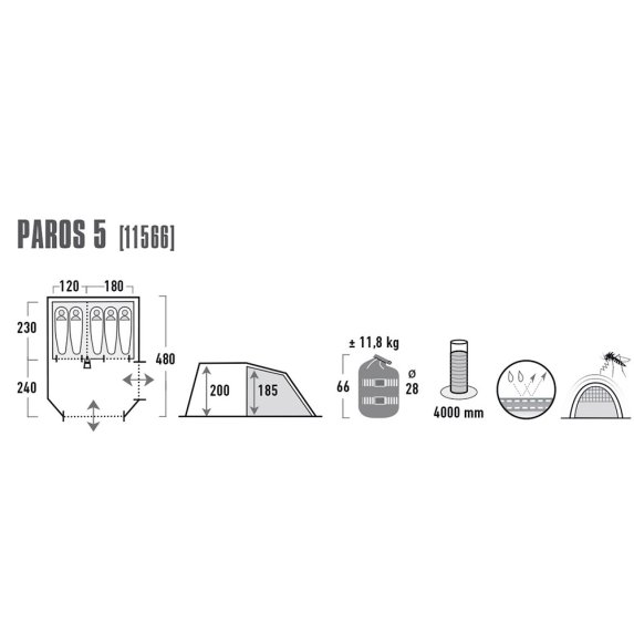 High Peak Paros 5 (vannsyletrykk 4000 mm)