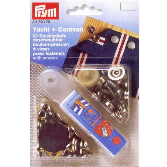 Prym Yacht & Caravan, rostfri tryckknapp, m. skruvar (10 st)