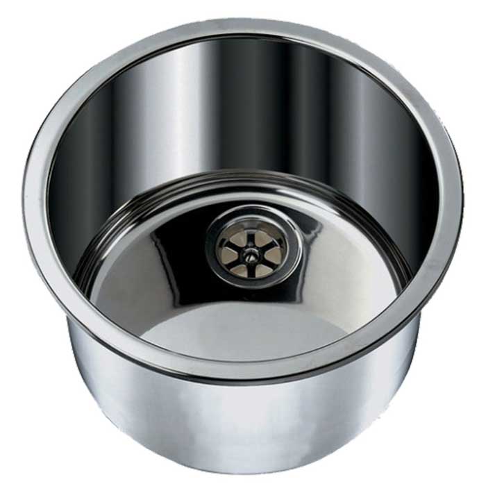 Rustfri rund køkkenvask - Dybde: 180 mm