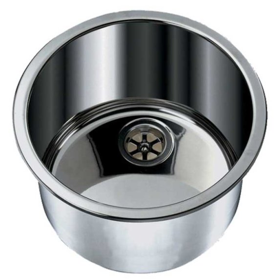 Rustfri rund kkkenvask - Dybde: 180 mm