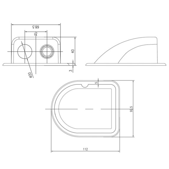 Takgjennomfring for 2 kabler