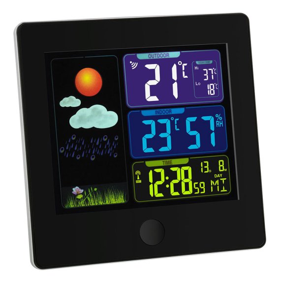 Trdls termometer/hygrometer med radiostyrd klocka Black