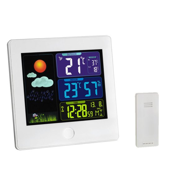 Trdlst termometer/hygrometer med radiostyret ur