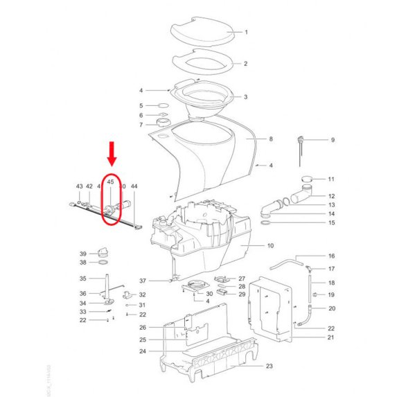 Bajonettkobling for toalett C502 C/X