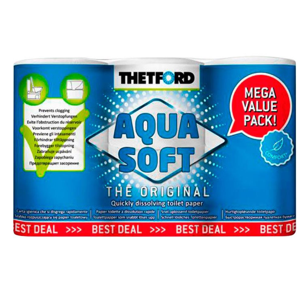 Thetford Aqua Soft toiletpapir, opløseligt (6 ruller)